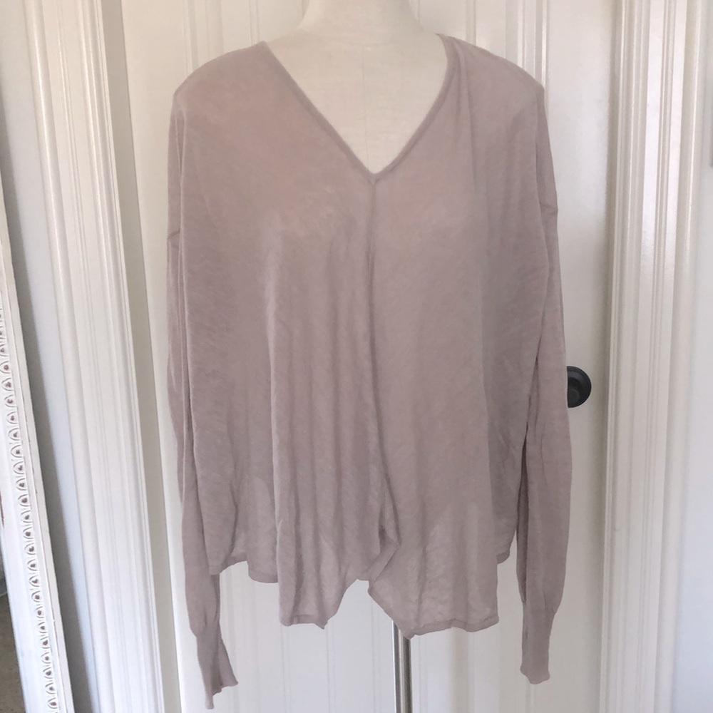 Women's V-Neck Long Sleeve Top - Cream